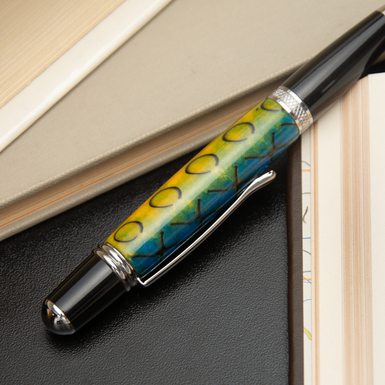 Yellow and blue pen photo