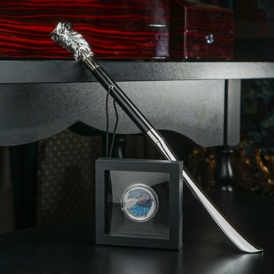 Gift set "Owl" silver coin, 1 dollar and "Owl" shoehorn with silver by Pasotti photo