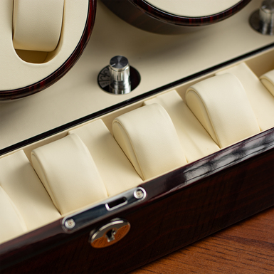 Safe watch winder box for protection and winding