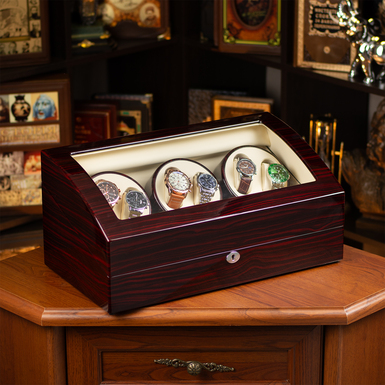 Leather watch winder box for luxury watches