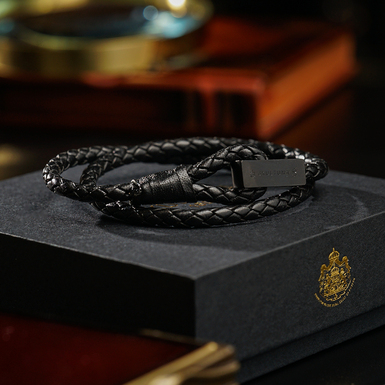 черный кожаный браслет фото 1