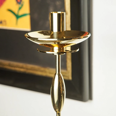 wow video Candlestick "Elegant" from polished brass by Skultuna