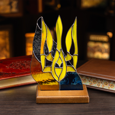 Витраж герб Украины на подставке фото 1