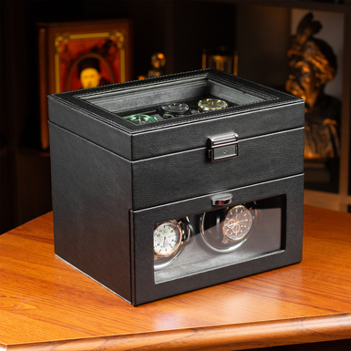 скринька для годинника зі шкіряною оббивкою фото