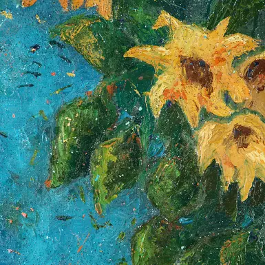 wow video Painting by I. Miro "Vase with Yellow Flowers"