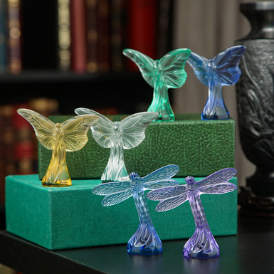 Колекція із 6 кришталевих статуеток "Dragonfly та Papillon" від Lalique фото