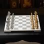 Handmade chess set with marble board and gold and silver plated pieces "The Queen's Gambit" by ITALFAMA photo