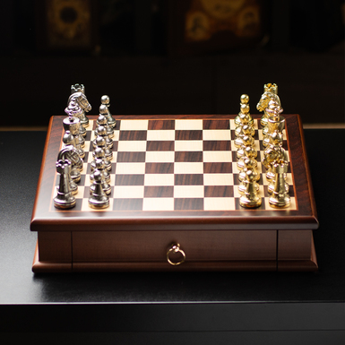 Шахматный набор ручной работы с деревянной доской и металлическими фигурками "Mind" от ITALFAMA фото