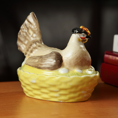 масленка-икорница "Курочка", 19 век