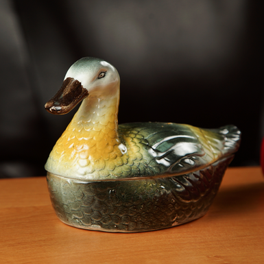 Antique porcelain oil lamp "Cute Duckling", 19th century photo