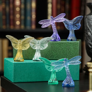 wow відео Колекція з 6 кришталевих статуеток "Dragonfly та Papillon" від Lalique