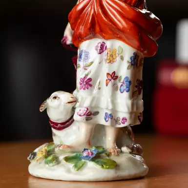 wow video Porcelain figurine of the late 19th century "Girl with a sheep"