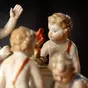 wow video Interior porcelain figurine of the late 19th century "Children by the fire"