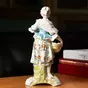 wow video Antique porcelain pre-war figurine "Girl with a basket of vegetables"