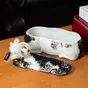 wow video Porcelain antique butter dish "Light ram"