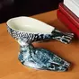 wow video Antique porcelain oil lamp "Blue Bird", 19th century