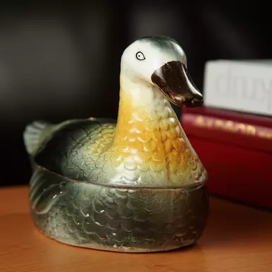wow video Antique porcelain oil lamp "Cute Duckling", 19th century