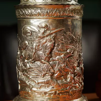 wow video Silver cup "Battle scene", Europe, early 20th century