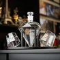 Set of glass decanter and 2 glasses with gold-plated inserts "Life" photo