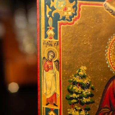 wow video Icon of the Holy Martyr Valentina with the Guardian Angel, Saints Galina, Panteleimon the Healer and Basil in attendance