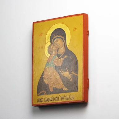 wow video Икона Владимирской Божией Матери с сусальным золотом, 90-е годы 20 века