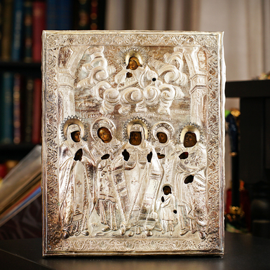 Купить старинную икону собора избранных святых Марии, Александры, Анны, Митрофана и Владимира