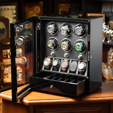 7c_wow video Скринька для підзаводу 6-ти та зберігання 5-ти годинників "Taviel" від DUKWIN