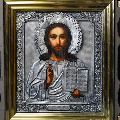 wow video Древняя икона Спасителя последней четверти 19 века в серебряном окладе