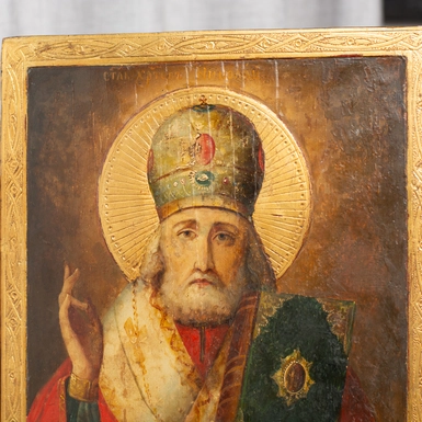 wow video Ancient icon of St. Nicholas the Wonderworker, first half of the 19th century, Slobozhanshchyna