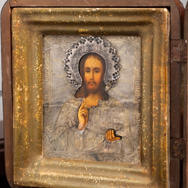 wow video Ancient icon of Jesus Christ from the last quarter of the 19th century, central regions of Orthodoxy