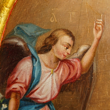 wow video Ancient church icon "The Good News" of the first half of the 19th century, Kyiv region