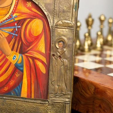 wow video Старинная икона Семистрельной Божией Матери второй половины 19 века, Киевщина