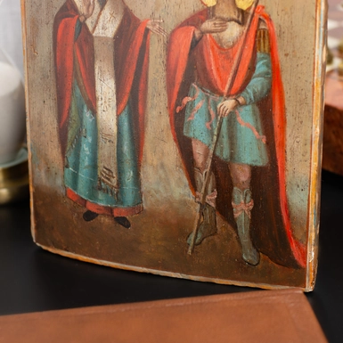 wow video Ancient icon of St. Nicholas the Wonderworker and the Holy Martyr Nikita the Warrior