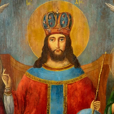 wow video Раритетная икона "Спас на троне" конец XIX века