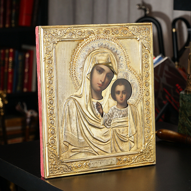 ікона Божої матері з позолотою фото