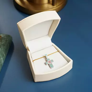 wow video Silver pectoral cross with diamonds "Spring" by Lobortas