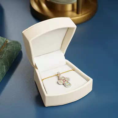 wow video Silver pectoral cross with diamond "Five Angels" from Lobortas