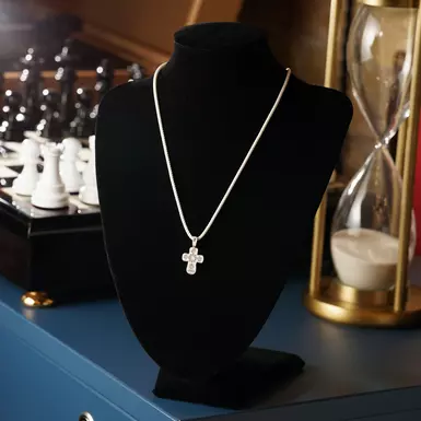 wow video Silver cross with diamond "Creation" by Lobortas