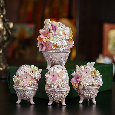 Set of 4 handmade decorative eggs "Pink Tenderness" photo