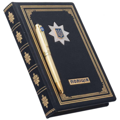 Блокнот и ручка с гербом фото