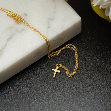 Позолоченная подвеска крестик фото 1