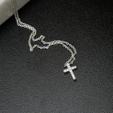 Серебряная подвеска крестик с цирконием фото 1