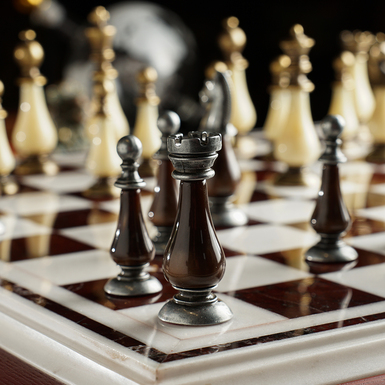 Marble chess on board photo