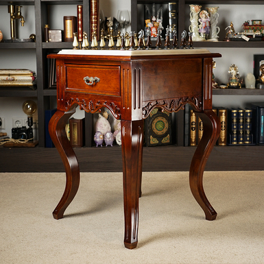 Oak chess table photo