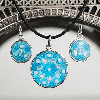 комплект прикрас із муранського скла "Blue sky" фото