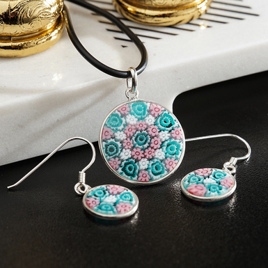 сережки та кулон з муранського скла фото