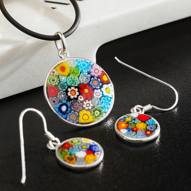 підвіска та сережки з муранського скла фото