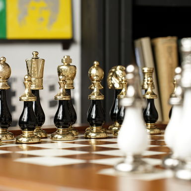Chess set in the interior photo