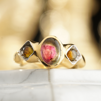 Серебряное кольцо "Нежность" с турмалином фото