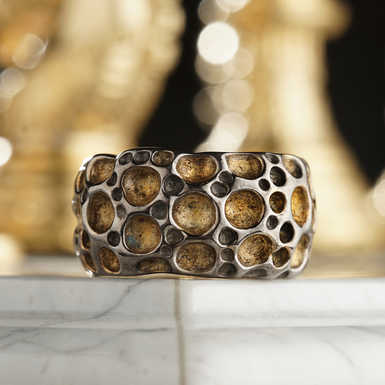 Серебряное кольцо "Пчелиный улей" фото